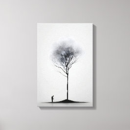 Minimalistisk reflektion, svart och vit konst canvastryck