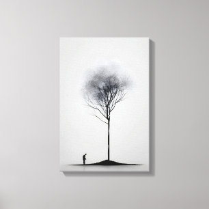 Minimalistisk reflektion, svart och vit konst canvastryck