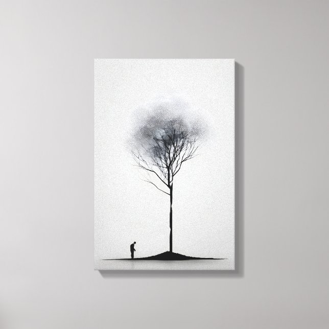 Minimalistisk reflektion, svart och vit konst canvastryck (Framsida)