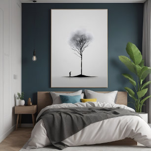 Minimalistisk reflektion, svart och vit konst poster