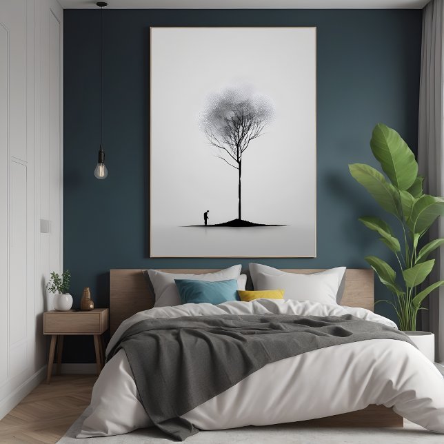 Minimalistisk reflektion, svart och vit konst poster (Skapare uppladdad)