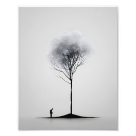 Minimalistisk reflektion, svart och vitt fototryck