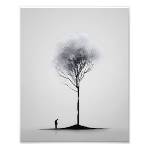 Minimalistisk reflektion, svart och vitt fototryck