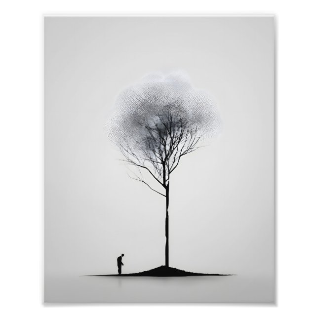 Minimalistisk reflektion, svart och vitt fototryck (Framsidan)