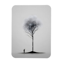 Minimalistisk reflektion, svart och vitt magnet