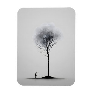 Minimalistisk reflektion, svart och vitt magnet