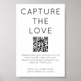 Minimalistisk registrering av tecknet Kärlek QR Br Poster