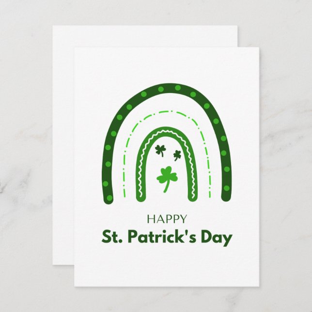 Minimalistisk regnbåge God St. Patricks dag  Julkort (Fram/baksida)