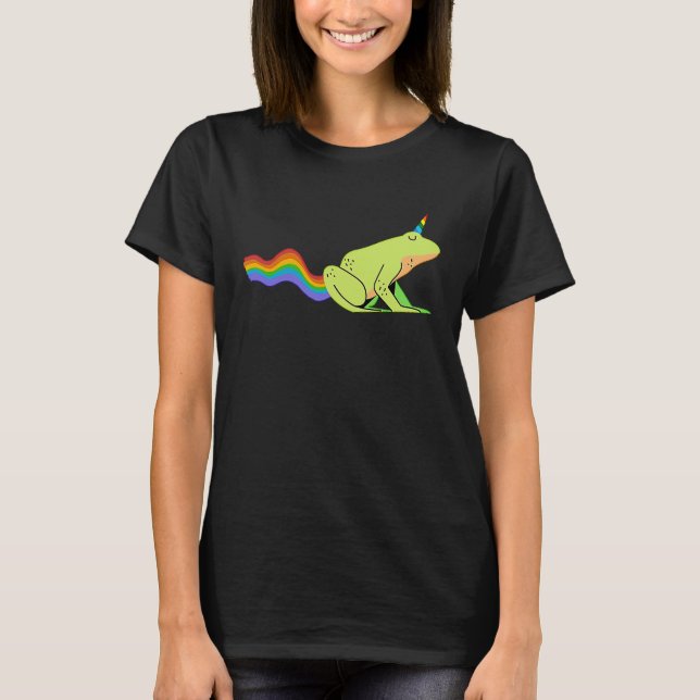 Minimalistisk regnbåge Unicorn Frog LGBT Pride Que T Shirt (Framsida)