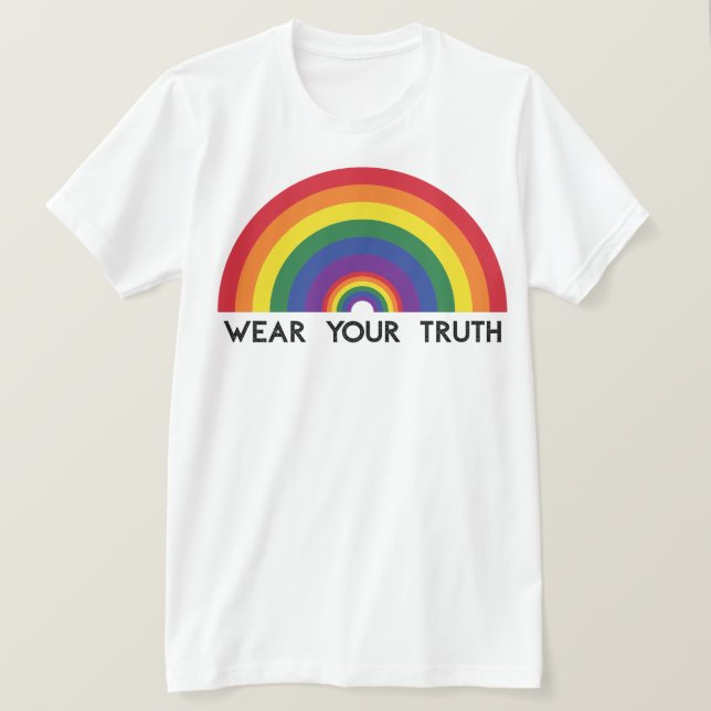 Minimalistisk regnbågsbåge Modern Färgrik Deklarat T Shirt (Design framsida)