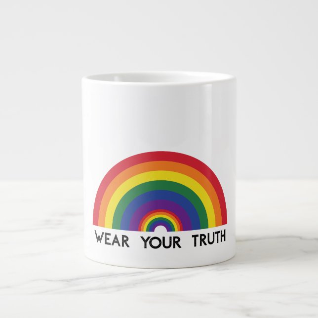 Minimalistisk regnbågsbåge Modern färgstark utsmyc Jumbo Mugg (Framsidan)