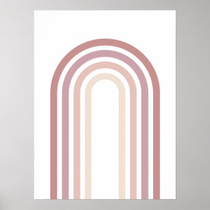 Minimalistisk regnbågskonstaffisch i rosa och mauv poster