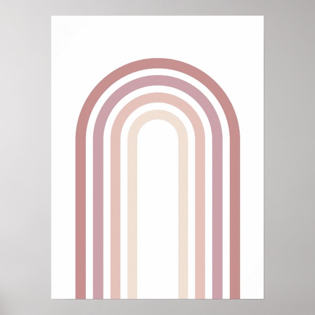 Minimalistisk regnbågskonstaffisch i rosa och mauv poster (Framsidan)