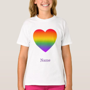 Minimalistisk regnbågslinjehjärta - Söt färgglad k T Shirt