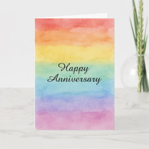 Minimalistisk regnbågsvattenfärg årsdag – HBTQ+ Kort