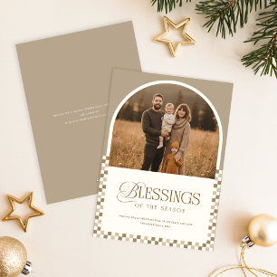 Minimalistisk religiös familjebågsfoto jul julkort
