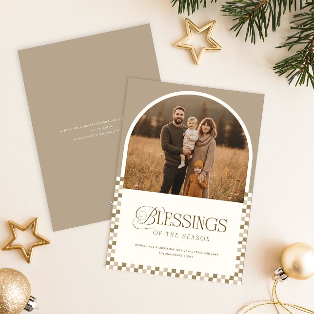 Minimalistisk religiös familjebågsfoto jul julkort (Skapare uppladdad)