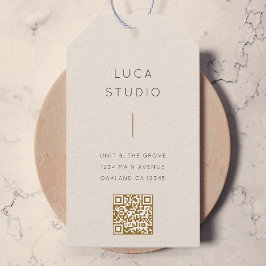 Minimalistisk Ren Enkel Modern QR-kod Guld och Krä Presentetikett