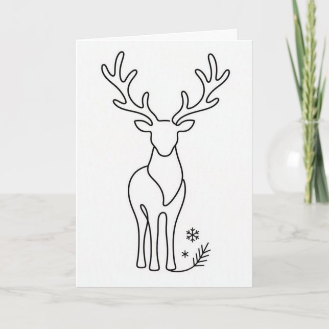 Minimalistisk Ren Linje-Kunst • Skandinavisk🦌 Kort (Framsida)