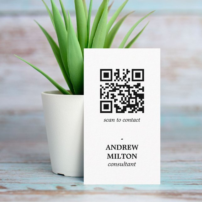 Minimalistisk Rent svart, vit QR-kodkonsult Visitkort (Skapare uppladdad)