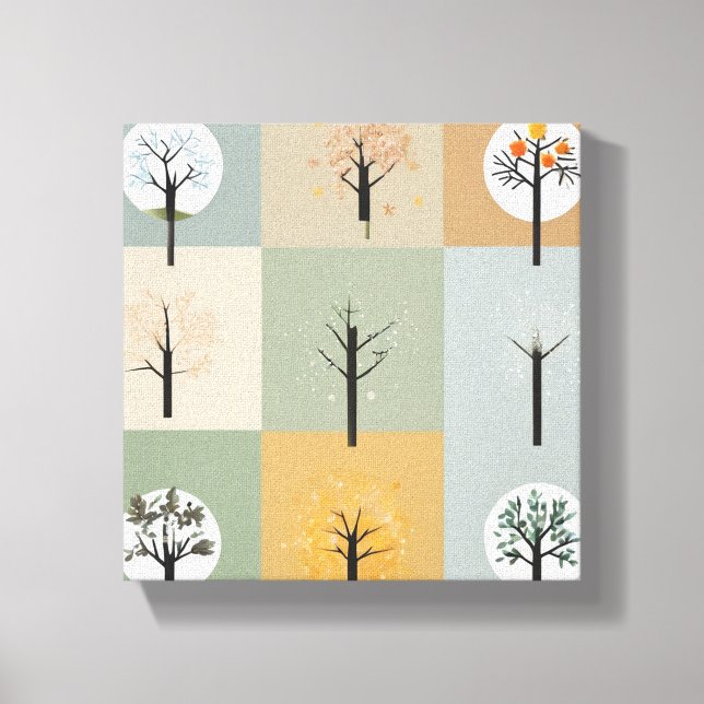 Minimalistisk representation av de fyra säsongerna canvastryck (Framsida)