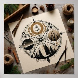 Minimalistisk representation av de fyra säsongerna poster