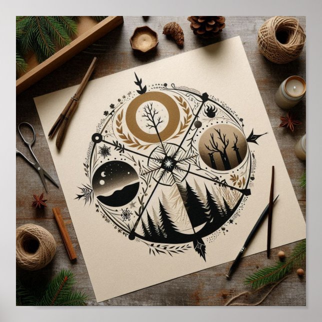 Minimalistisk representation av de fyra säsongerna poster (Framsidan)