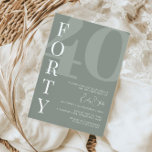 Minimalistisk resa 40:e födelsedagen Party Inbjudningar<br><div class="desc">Denna minimalistiska typografi av 30års födelsedag är en perfekt för en modern födelsedagsfest. Den enkla designen har klassiskt vitt teckensnitt på sidbakgrunden. Anpassade i alla färg. Behålla designen minimal och elegant, som den är, eller anpassa den genom att lägga till egna bilder och teckningar. Om du vill göra en mer...</div>