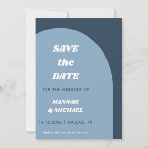 Minimalistisk retro 60 s Boho Dusty Blue Arch Mode Spara Datumet