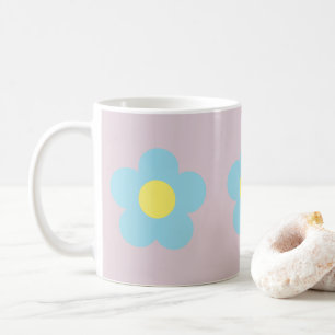 Minimalistisk Retro 90s Y2k Pastel Blåa blommor Li Kaffemugg