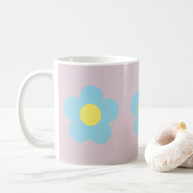 Minimalistisk Retro 90s Y2k Pastel Blåa blommor Li Kaffemugg (Med munk)