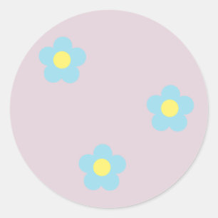 Minimalistisk Retro 90s Y2k Pastel Blåa blommor Li Runt Klistermärke