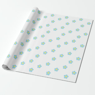 Minimalistisk Retro 90s Y2k Pastel Blåa blommor Presentpapper
