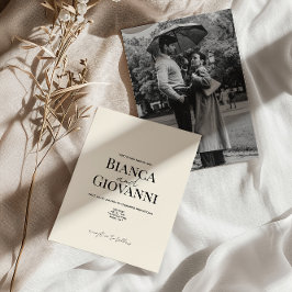 Minimalistisk Retro Black Typography Bröllop Inbjudningar