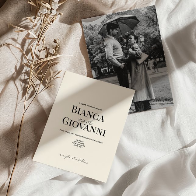 Minimalistisk Retro Black Typography Bröllop Inbjudningar (Skapare uppladdad)