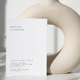 Minimalistisk Retro Black White-skrivmaskin Bröllo Inbjudningar