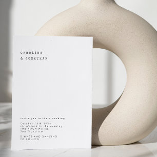 Minimalistisk Retro Black White-skrivmaskin Bröllo Inbjudningar