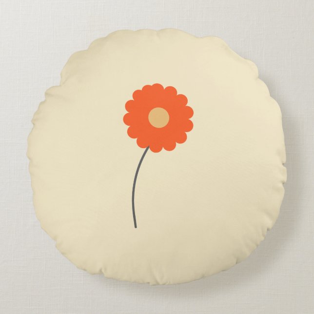 Minimalistisk Retro Blomster Kastkudde Rund Kudde (Framsidan)
