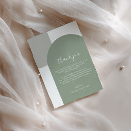 Minimalistisk Retro Boho Grön Båge Bröllop Tack Kort