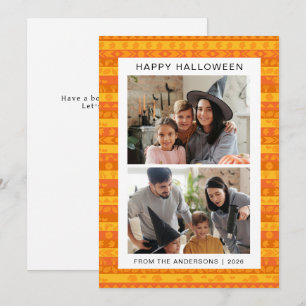 Minimalistisk Retro Boho Mönster Halloween Foto Julkort