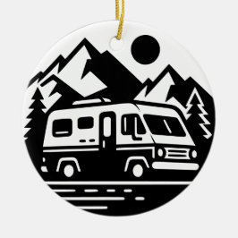 Minimalistisk Retro Camper Van Äventyr Julgransprydnad Keramik