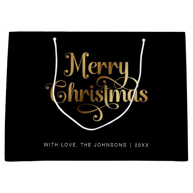 Minimalistisk Retro Chic Black Guld God jul (Framsidan)