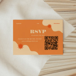 Minimalistisk Retro Färgrik Sommar Bröllops QR-kod OSA Kort