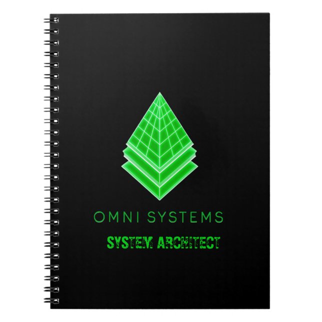 Minimalistisk Retro-Futurism Omni Systems Teknik Anteckningsbok (Framsidan)
