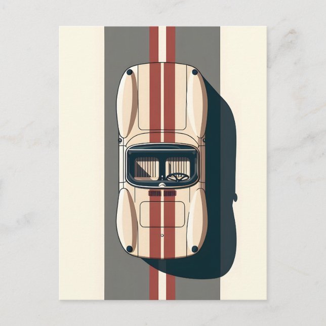 Minimalistisk Retro Racingbil Rand Helg Vykort (Framsida)