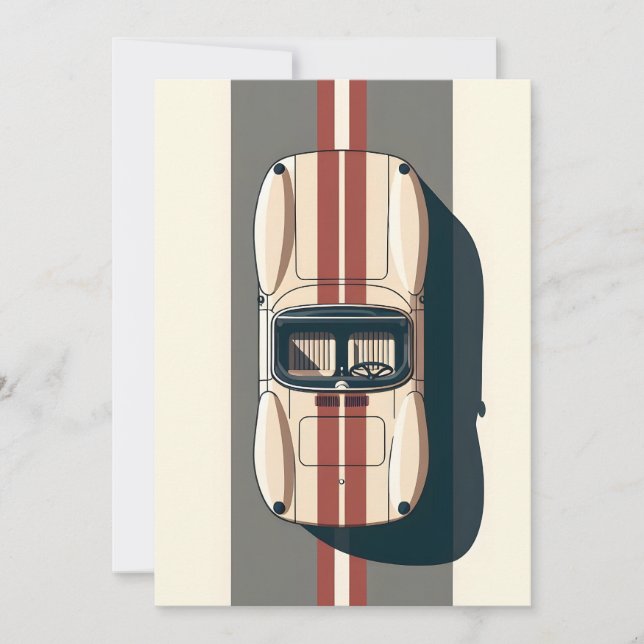 Minimalistisk Retro Racingbil Rand Julkort (Framsida)