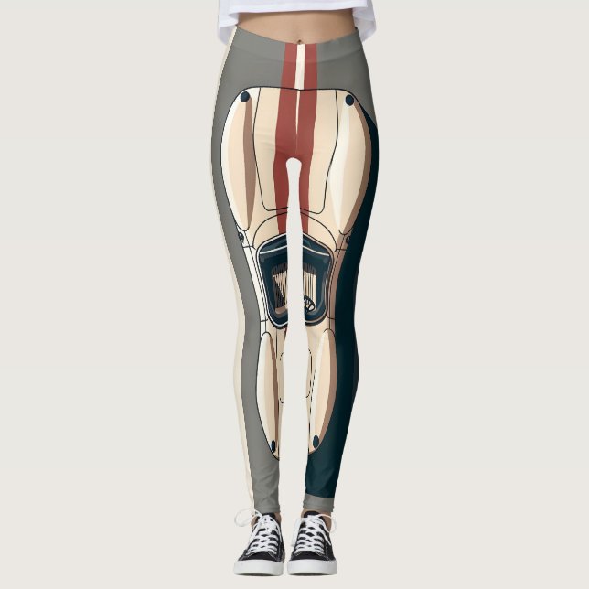 Minimalistisk Retro Racingbil Rand Leggings (Framsida)