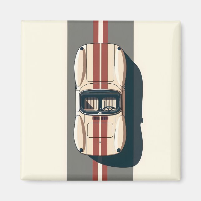 Minimalistisk Retro Racingbil Rand Magnet (Framsidan)