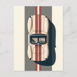 Minimalistisk Retro Racingbil Rand Meddelande Vykort