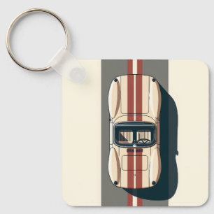 Minimalistisk Retro Racingbil Rand Nyckelring